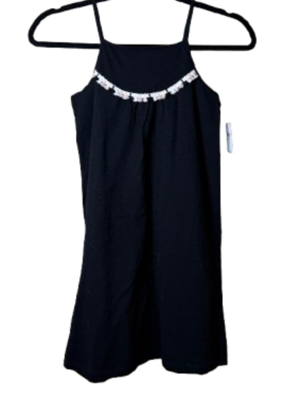OLD NAVY Lace Trim Black Cotton Knit Tank Dress New NWT Size Medium 8
